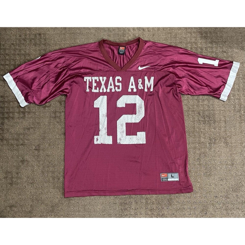 Vintage Texas A&M AM Aggies Football Jersey Nike Size L Maroon #12 12th Man